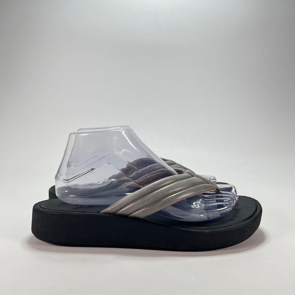 ABEO Oasis Gray Padded Strap Platform Orthotic Flip Flop Sandals Women's Size 8